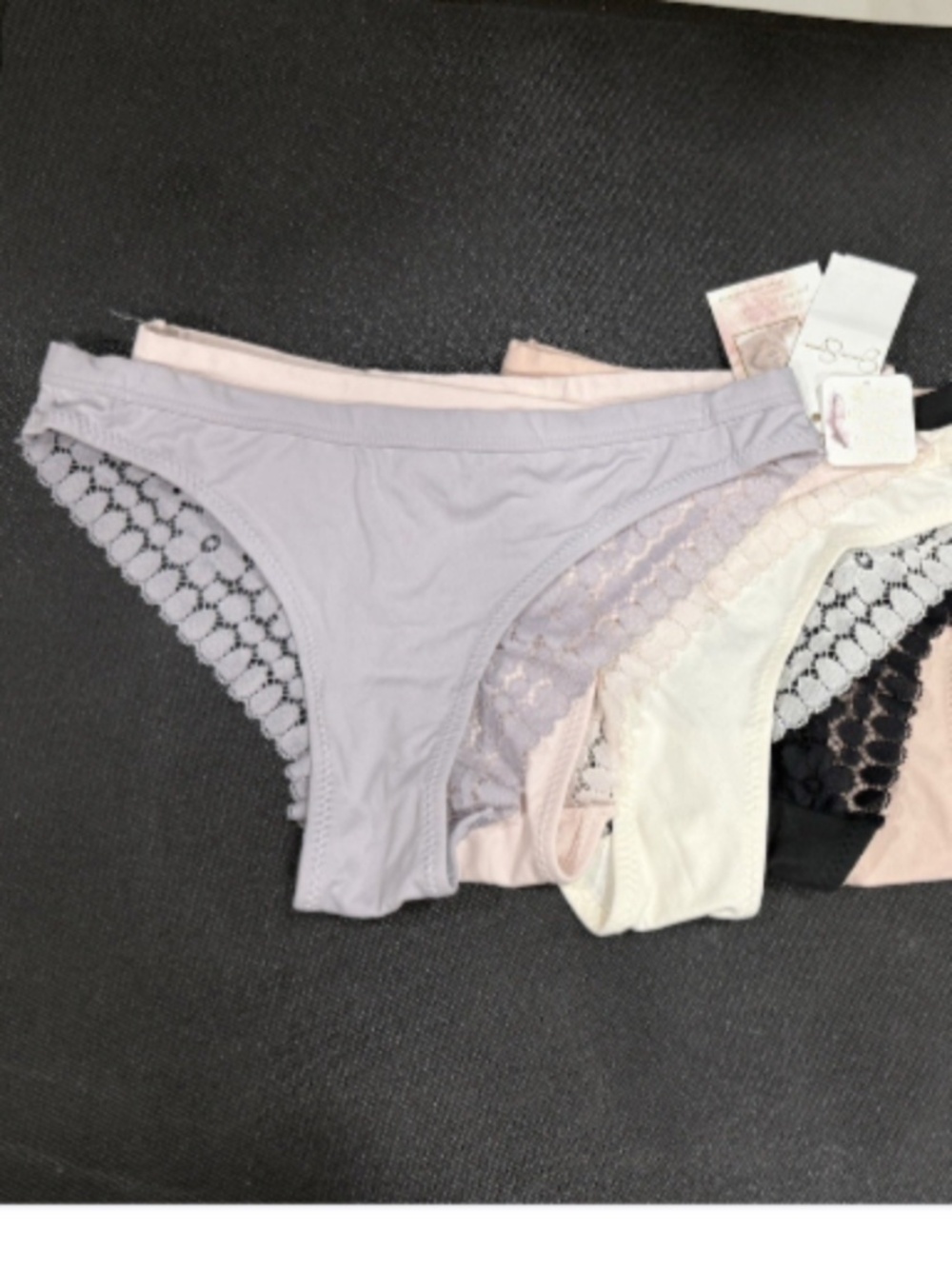 jessica simpson Women's Lace Trim Pack of 5 Panties Thong Size S 12431